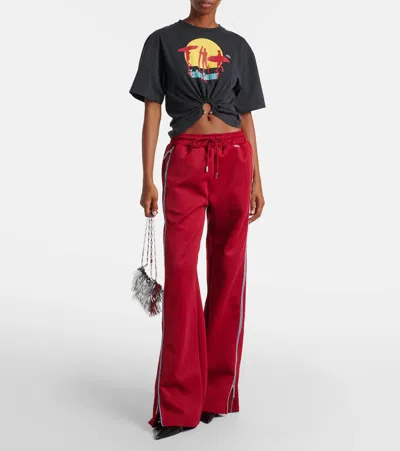 Rabanne Elasticated Side-zip Track Pants In Red