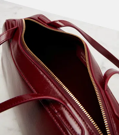Khaite Simona Crinkled Patent-leather Shoulder Bag In Burgundy