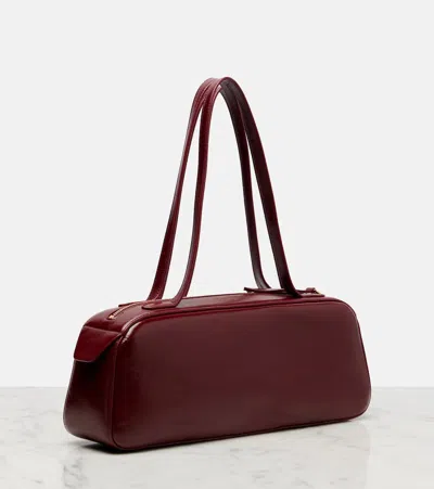 Khaite Simona Crinkled Patent-leather Shoulder Bag In Burgundy