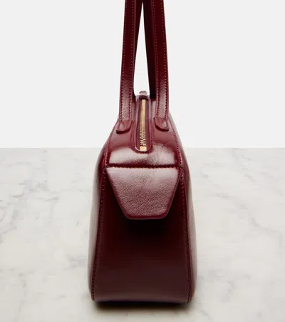 Khaite Simona Crinkled Patent-leather Shoulder Bag In Burgundy
