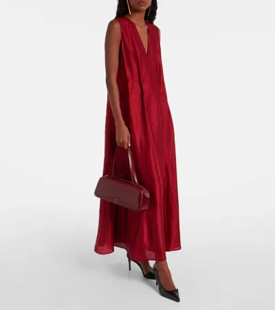 Khaite Simona Crinkled Patent-leather Shoulder Bag In Burgundy