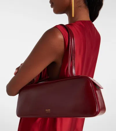 Khaite Simona Crinkled Patent-leather Shoulder Bag In Burgundy