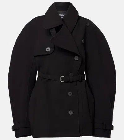 Jacquemus Womens Black Ovalo Court Belted Stetch-woven Trench Coat