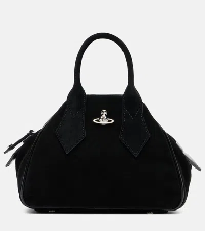 Vivienne Westwood Borsa A Mano Yasmine Media In Pelle Scamosciata Nera Donna In Black