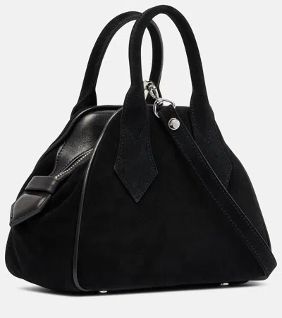 Vivienne Westwood Borsa A Mano Yasmine Media In Pelle Scamosciata Nera Donna In Black