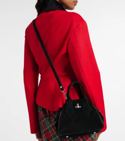 Vivienne Westwood Borsa A Mano Yasmine Media In Pelle Scamosciata Nera Donna In Black