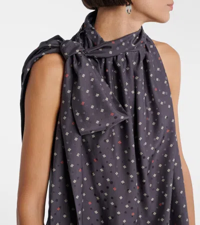 Acne Studios Scarf-detailed Printed Silk-jacquard Blouse In Black