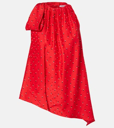 Acne Studios Scarf-detailed Printed Silk-jacquard Top In Red