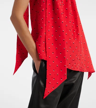 Acne Studios Scarf-detailed Printed Silk-jacquard Top In Red