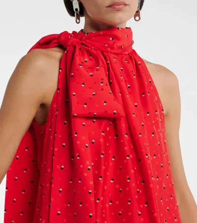 Acne Studios Scarf-detailed Printed Silk-jacquard Top In Red