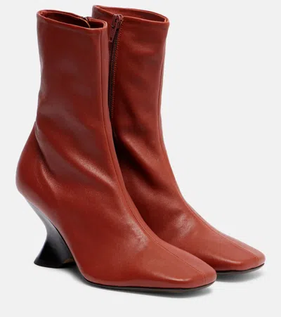 Dries Van Noten Ankle Boots With Square Toe And Unique Heel In Brown