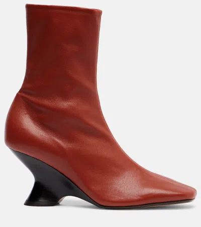 Dries Van Noten Ankle Boots With Square Toe And Unique Heel In Brown