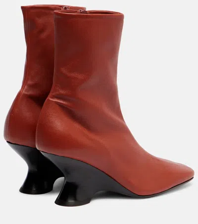 Dries Van Noten Ankle Boots With Square Toe And Unique Heel In Brown