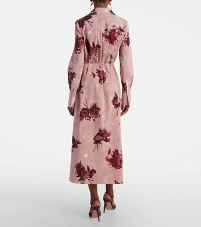 Erdem Womens Rose Slipper Pink Floral-print Long-sleeve Cotton Midi Shirt Dress In Pink
