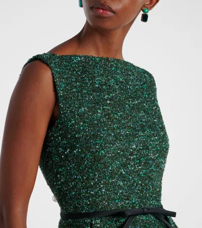Erdem Sleeveless Tweed Sheath Dress In Green