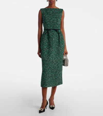 Erdem Sleeveless Tweed Sheath Dress In Green