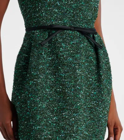 Erdem Sleeveless Tweed Sheath Dress In Green