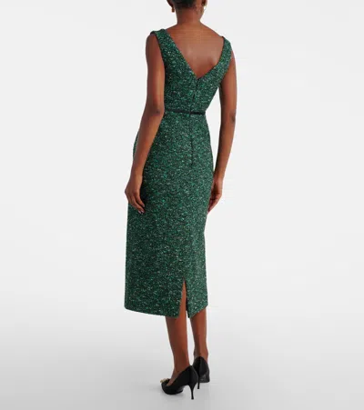 Erdem Sleeveless Tweed Sheath Dress In Green