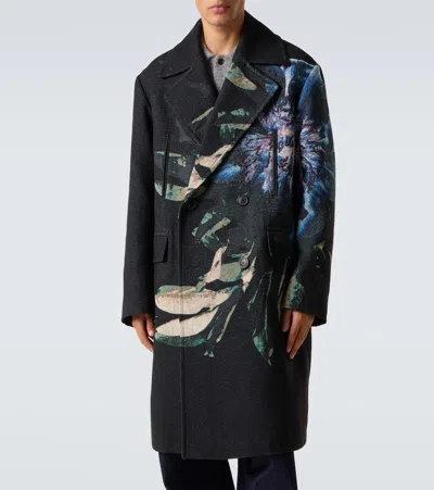 Dries Van Noten Embroidery Polyester Blend Coat In Black