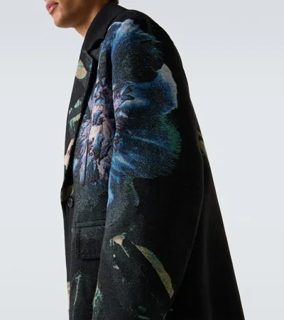 Dries Van Noten Embroidery Polyester Blend Coat In Black