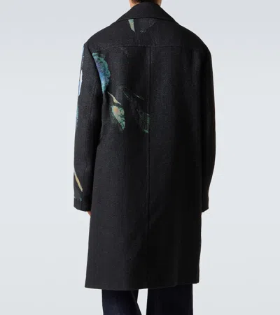 Dries Van Noten Embroidery Polyester Blend Coat In Black