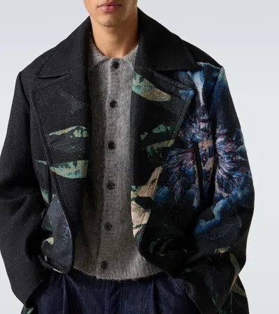 Dries Van Noten Embroidery Polyester Blend Coat In Black