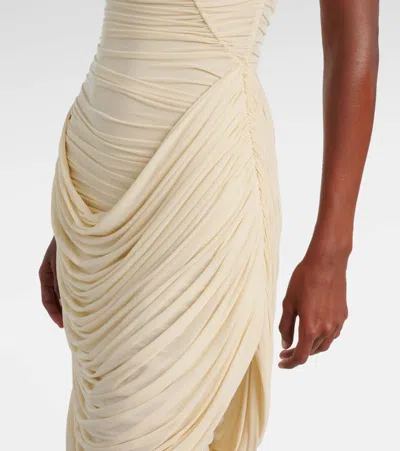 Magda Butrym Floral-appliqué Draped Ruched Gown In White