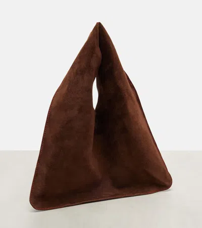 The Row Bindle Small Suede Tote Bag In Brown