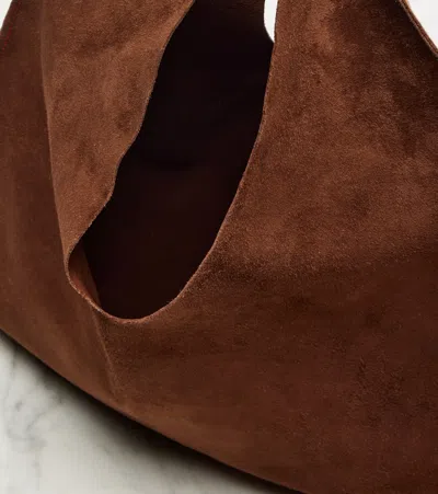 The Row Bindle Small Suede Tote Bag In Brown
