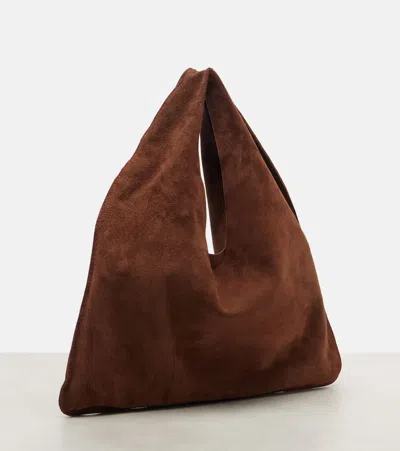 The Row Bindle Small Suede Tote Bag In Brown