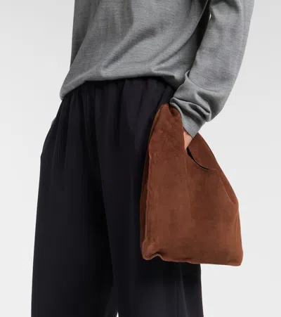 The Row Bindle Small Suede Tote Bag In Brown