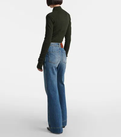 Victoria Beckham Wide Jeans In Faded Blue In Blue