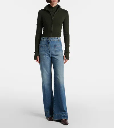 Victoria Beckham Wide Jeans In Faded Blue In Blue