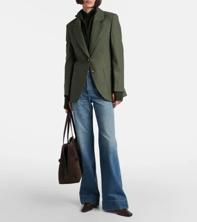 Victoria Beckham Wide Jeans In Faded Blue In Blue