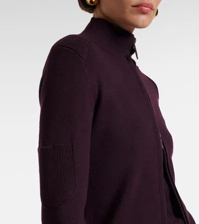 Victoria Beckham Long-sleeved Top With High Neckline And Fitted Silhouette In Burgundy