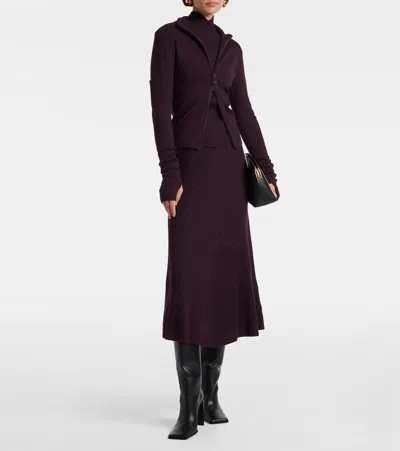 Victoria Beckham Long-sleeved Top With High Neckline And Fitted Silhouette In Burgundy