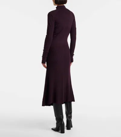 Victoria Beckham Long-sleeved Top With High Neckline And Fitted Silhouette In Burgundy