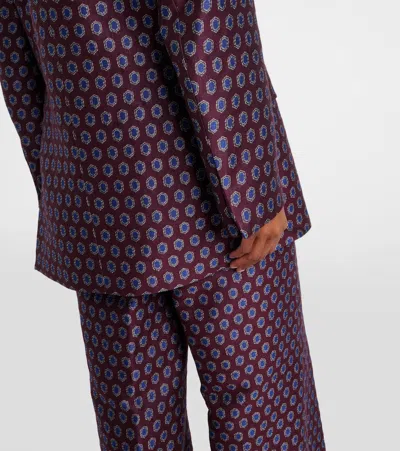 Dries Van Noten Printed Wool, Cotton, And Linen-blend Blazer In Purple