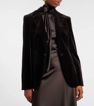 Ralph Lauren Cotton-blend Velvet Blazer In Brown