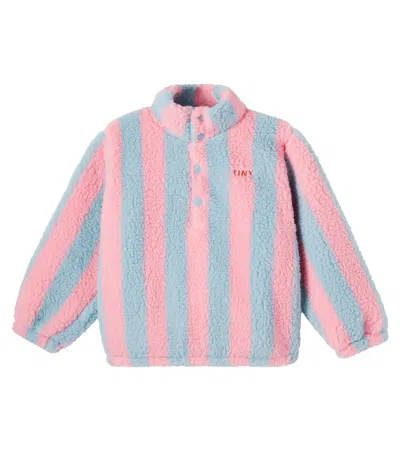 Tinycottons Striped Faux Shearling Sweatshirt In Multi