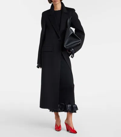 Ferragamo Alicia Patent Leather Peep-toe Wedge Mules In Red