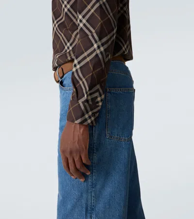 Burberry Long Sleeve Button-down Shirt With Plaid Design In Brown