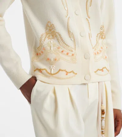 Xu Zhi Embellished Wool Cardigan In Neutral