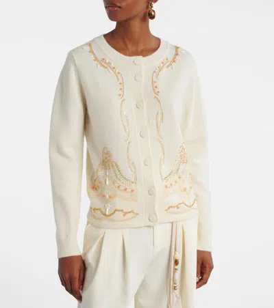 Xu Zhi Embellished Wool Cardigan In Neutral