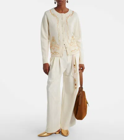 Xu Zhi Embellished Wool Cardigan In Neutral