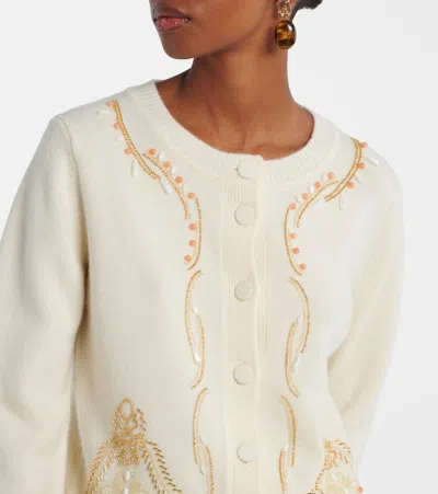 Xu Zhi Embellished Wool Cardigan In Neutral