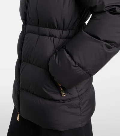 Moncler Down Jacket With Zip And Elastic Waist In Black
