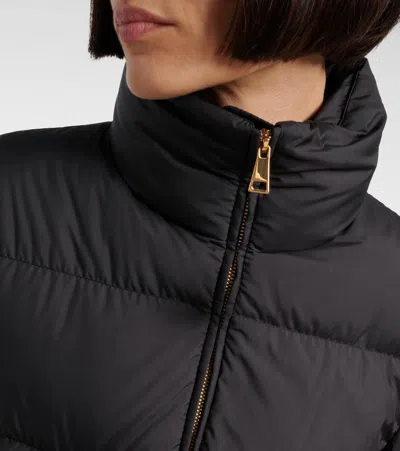 Moncler Down Jacket With Zip And Elastic Waist In Black