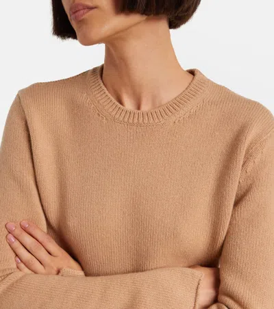 Moncler Ribbed Wool And Cashmere-blend Top In Nude