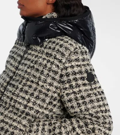 Moncler Andronne Checked Tweed Down Jacket In Gray
